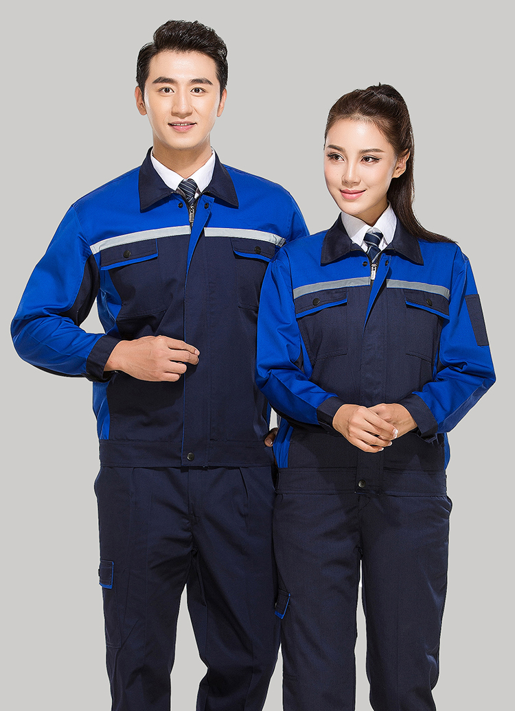 滌棉藏青色拼藍色反光條工作服套裝GZ-FGT8011 滌棉藏青色拼藍色反光條工作服套裝GZ-FGT8011